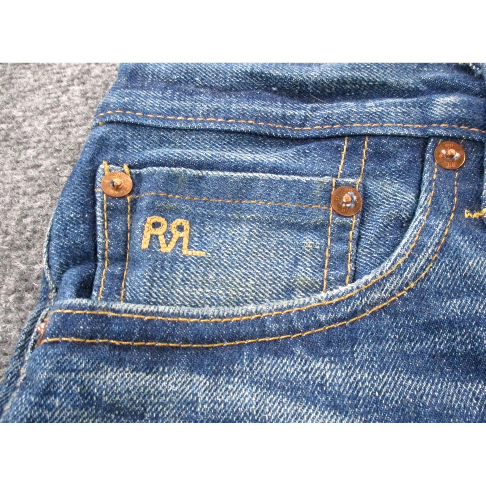 Vintage RRL Ralph Lauren Jeans Men 28 X 30 Denim Selvedge Stretch Slim Straight- 30x28 Blue Denim Jeans Mens Size US 30 / EU 46 - 7 Thumbnail