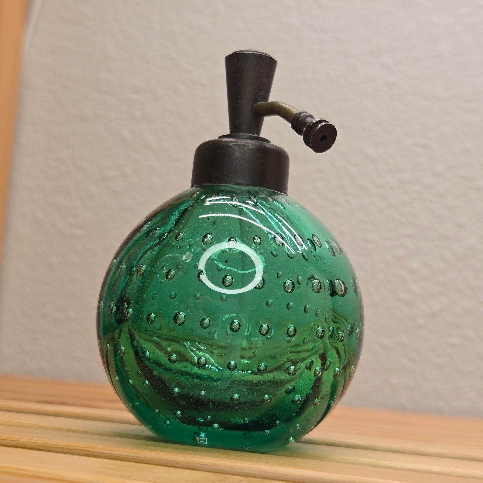 Murano Art Deco Emerald Bubble Glass Perfume Atomizer Hand Blown Size ONE SIZE - 9 Thumbnail