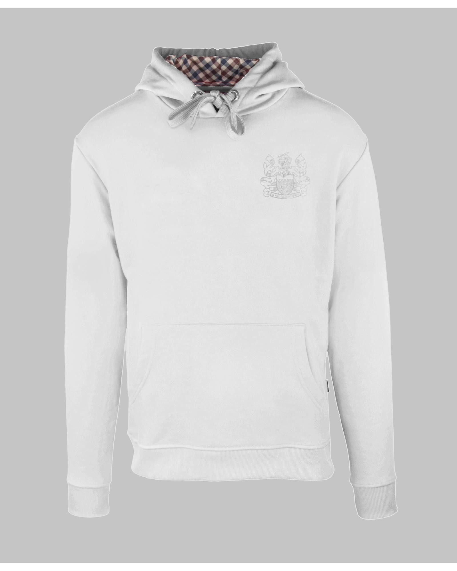 image of Aquascutum Cotton Solid Color Sweatshirt With Hood And Ribbed Hems in White, Men's (Size 2XL)