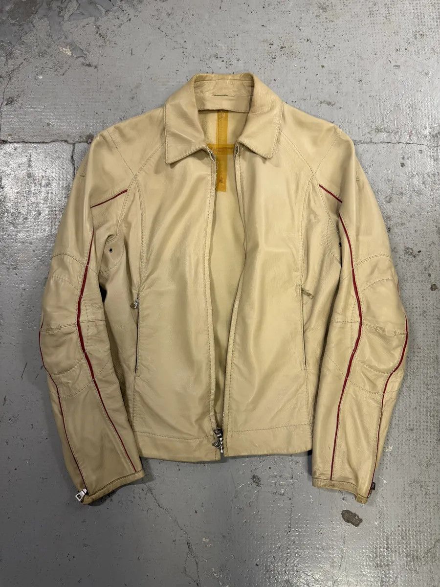 Prada 2000s Prada Creamy White Biker Leather Jacket Size S / US 4 / IT 40 - 5 Thumbnail