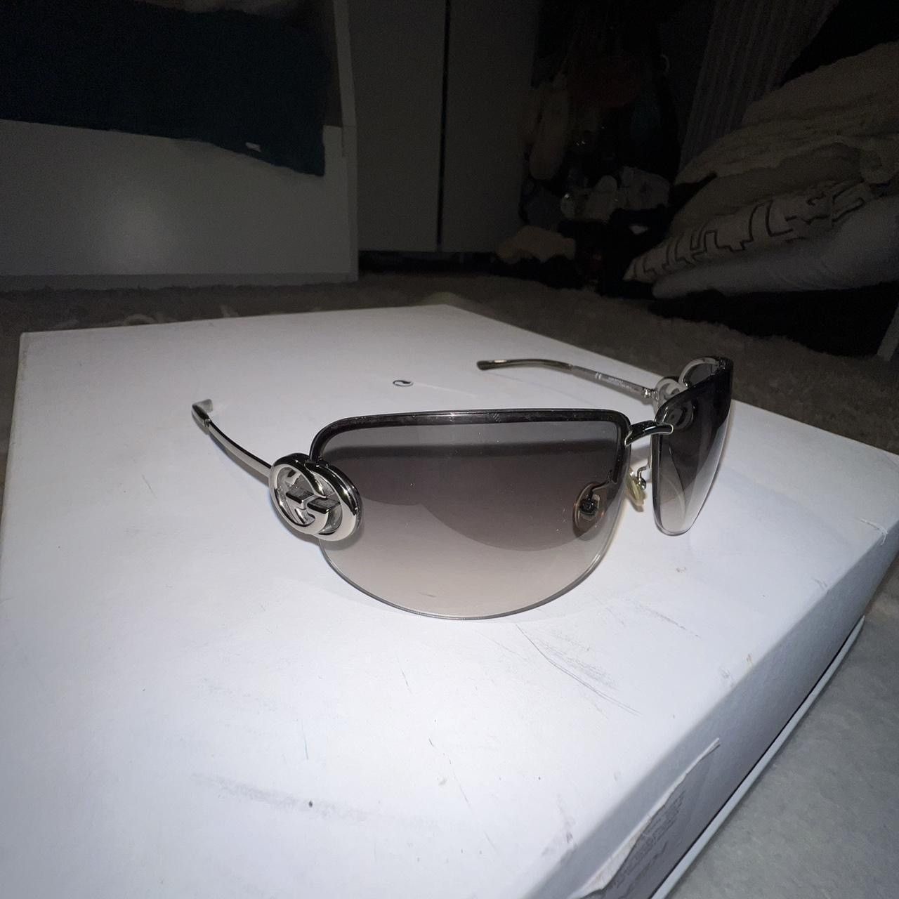 Gucci GUCCI Vintage 2000s Silver 2G Logo Oversize Sunglasses Size ONE SIZE - 5 Thumbnail