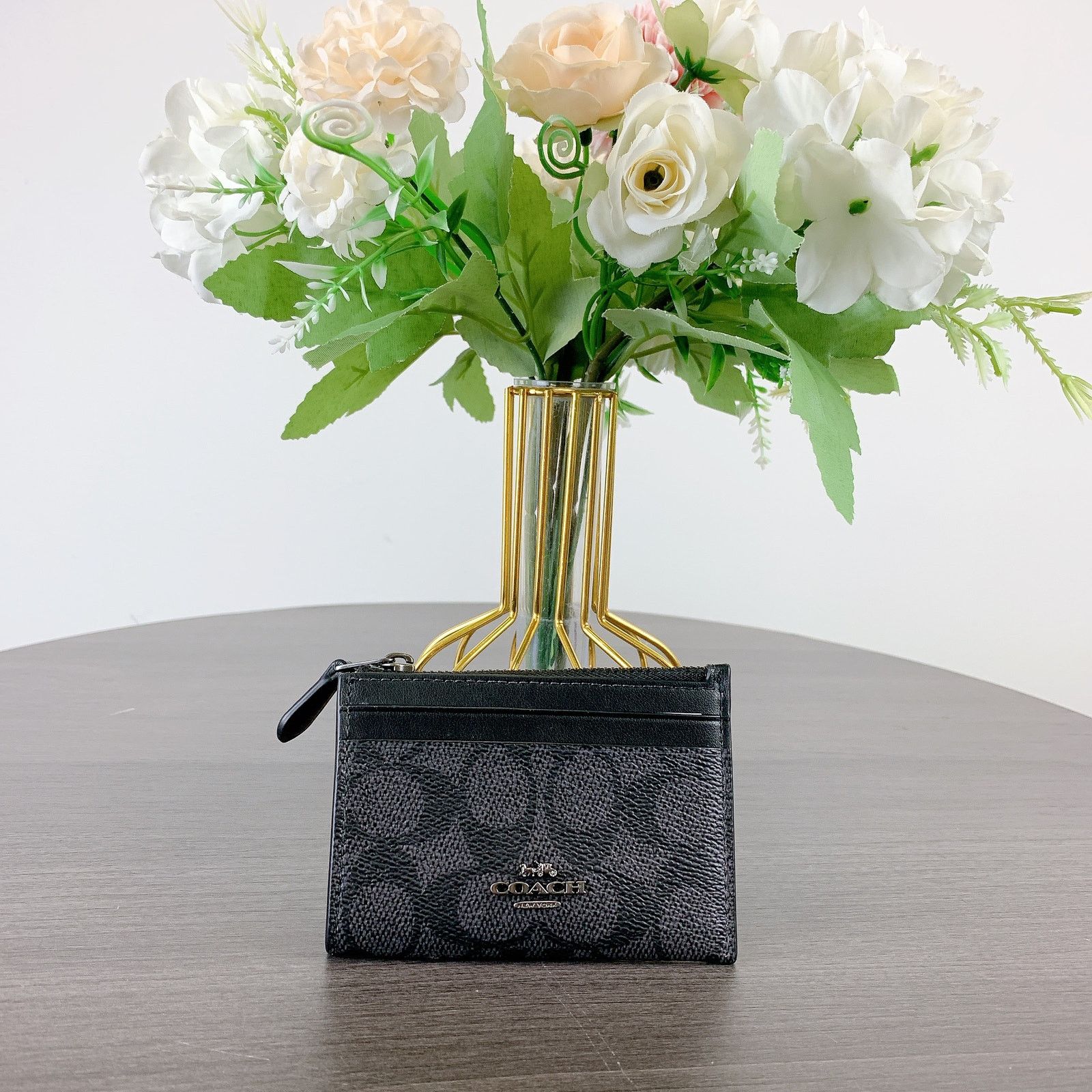 Coach Coach CW870 Mini Skinny Id Case Signature IN CHARCOAL/BLACK Size ONE SIZE - 1 Thumbnail