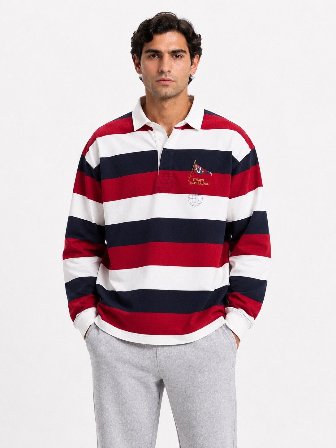 Polo Ralph Lauren Polo Ralph Lauren Striped Vintage Rugby Sweatshirt PRL Size US XXL / EU 58 / 5 - 1 Thumbnail