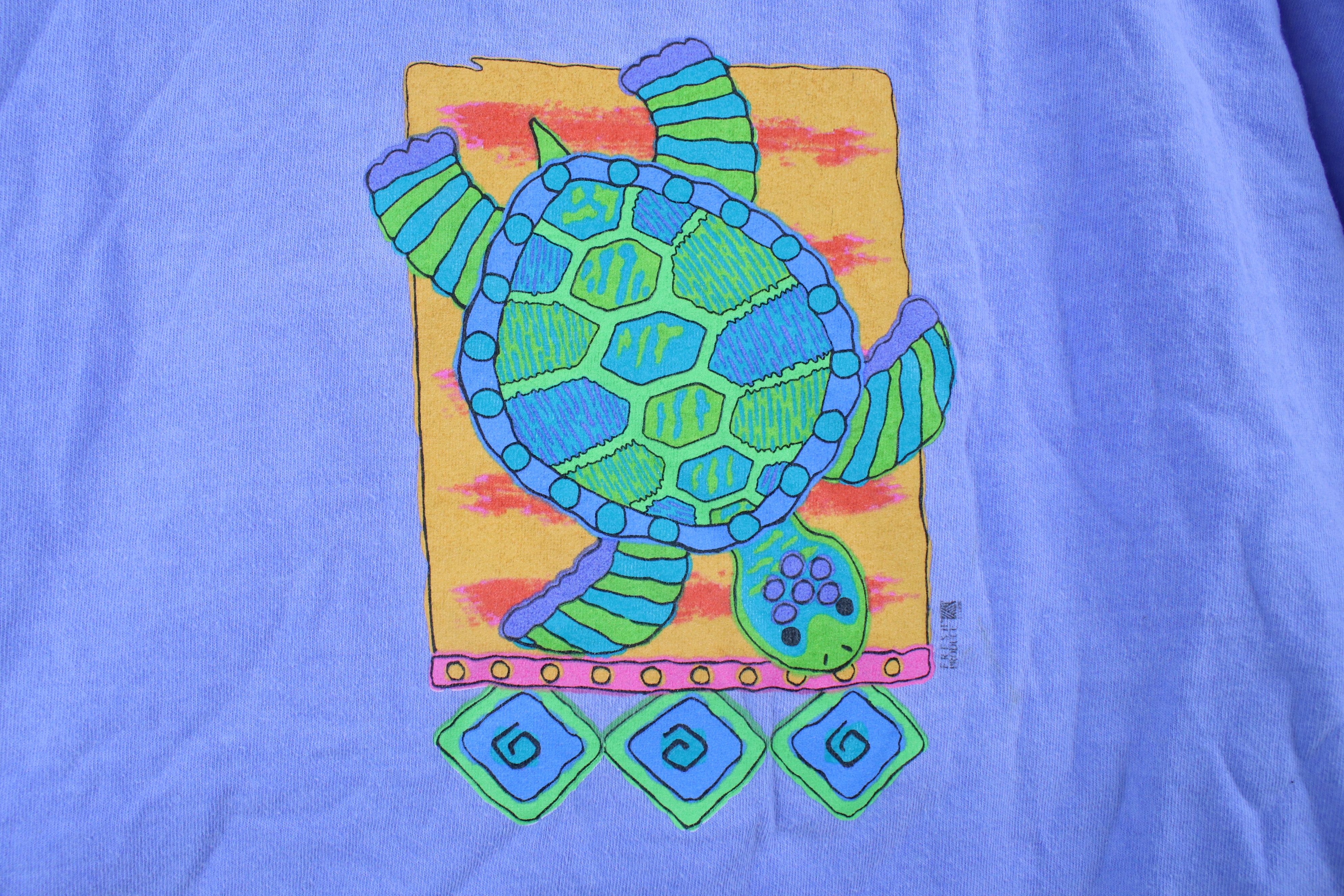 Vintage Vintage 90s Streetwear Stonewash Art Sea Turtle T-Shirt USA Size ONE SIZE - 4 Thumbnail