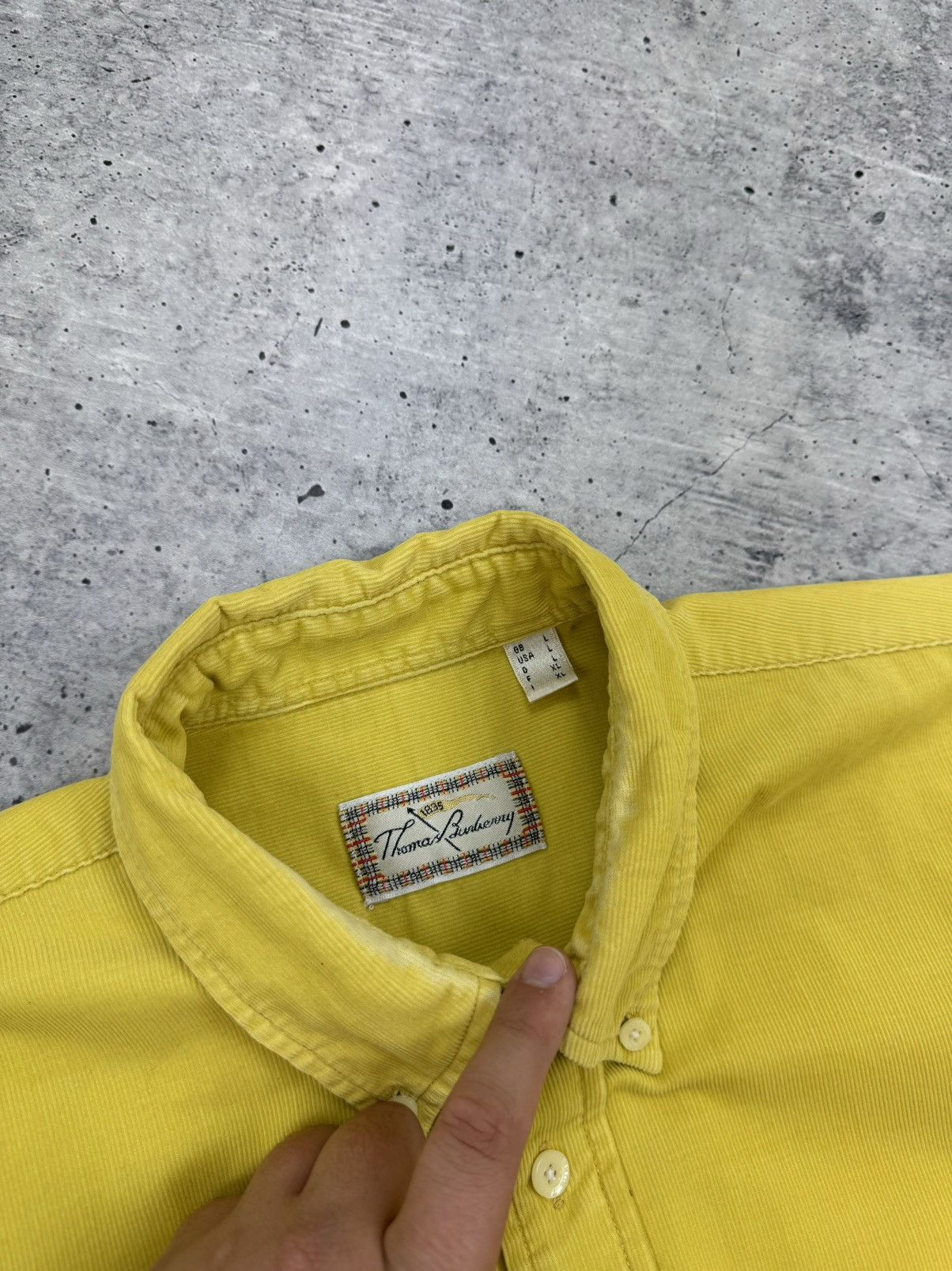 Burberry Vintage Thomas Burberry Logo Casual Yellow Button Up Shirt L Size US L / EU 52-54 / 3 - 15 Thumbnail