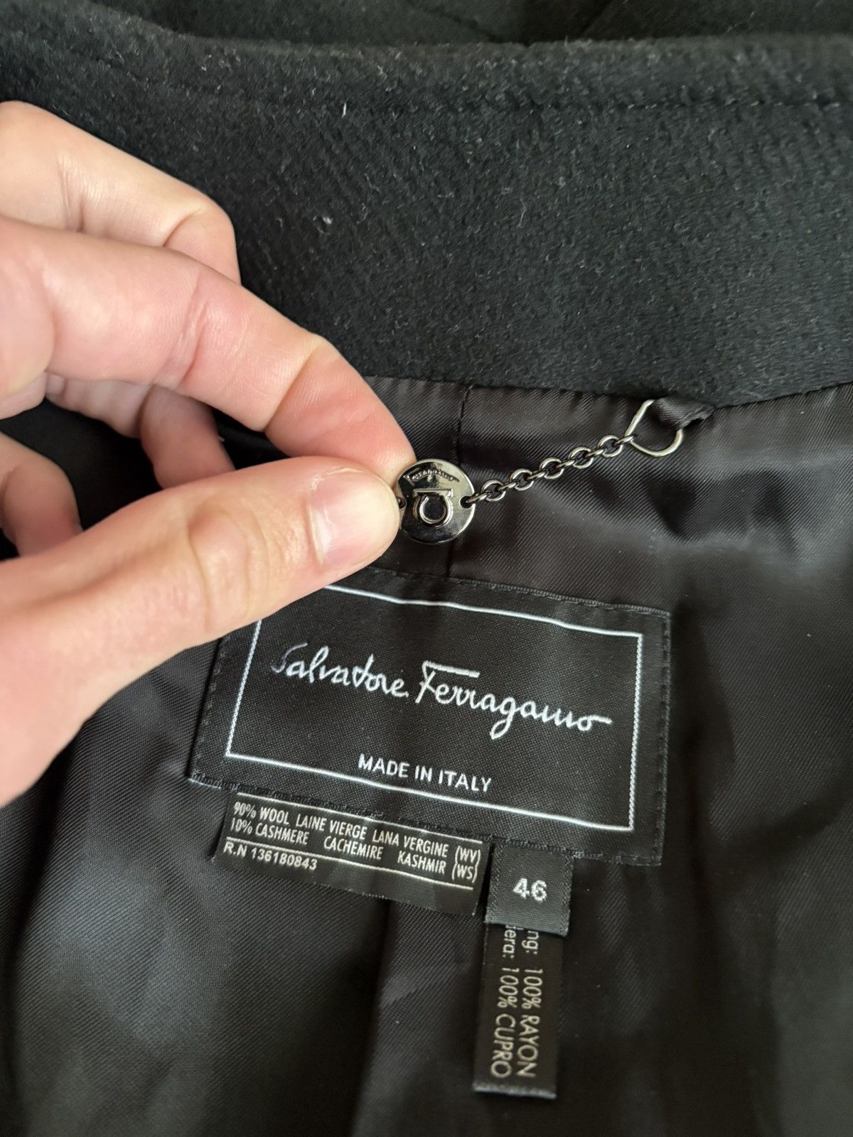 Designer × Salvatore Ferragamo Salvatore Ferragamo Vintage Wool/Cashmere Coat Made in Italy Size L / US 10 / IT 46 - 7 Thumbnail