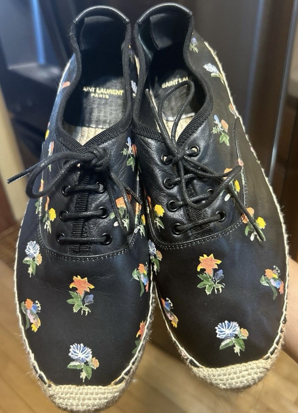 Yves Saint Laurent Saint Laurent Paris Floral Espadrille Lace-Up Flats Size US 9.5 / IT 39.5 - 1 Thumbnail