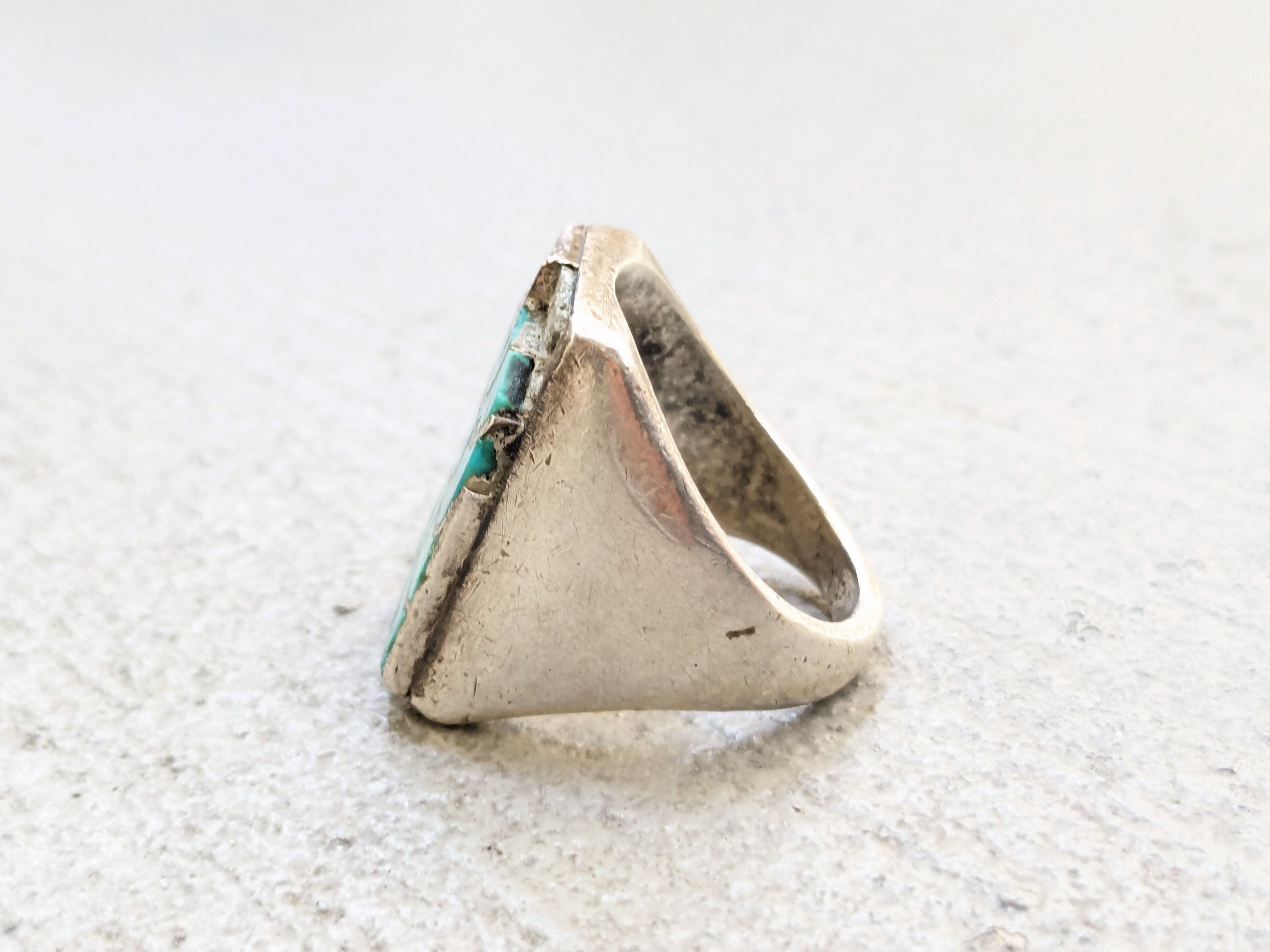 Other Vintage Sterling Silver Ring 11.5 Turquoise Rectangle Modern Size ONE SIZE - 6 Thumbnail