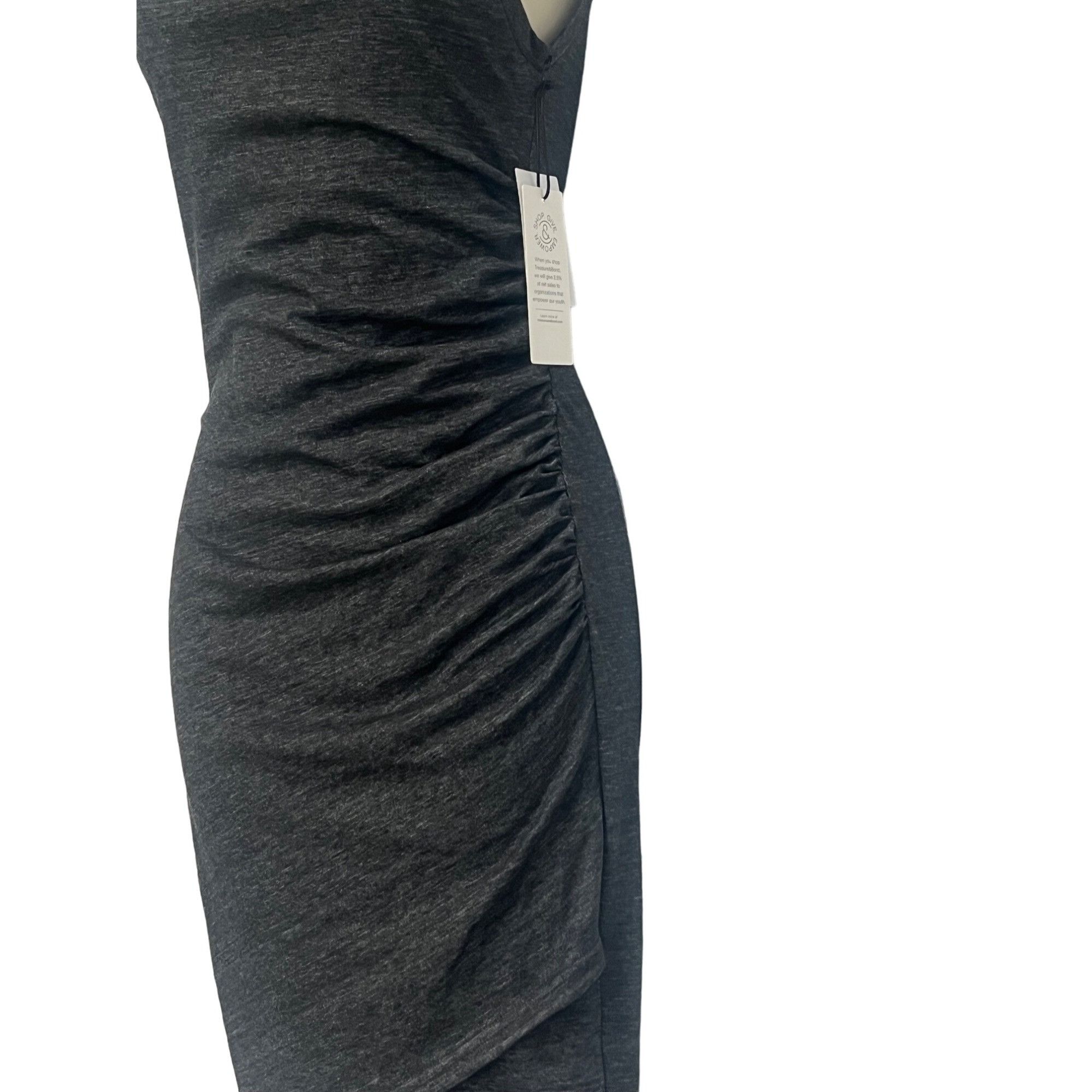 Treasure & Bond Treasure & Bond Ruched Side Sleeveless Dress Medium Charcoal Size XS / US 0-2 / IT 36-38 - 10 Thumbnail