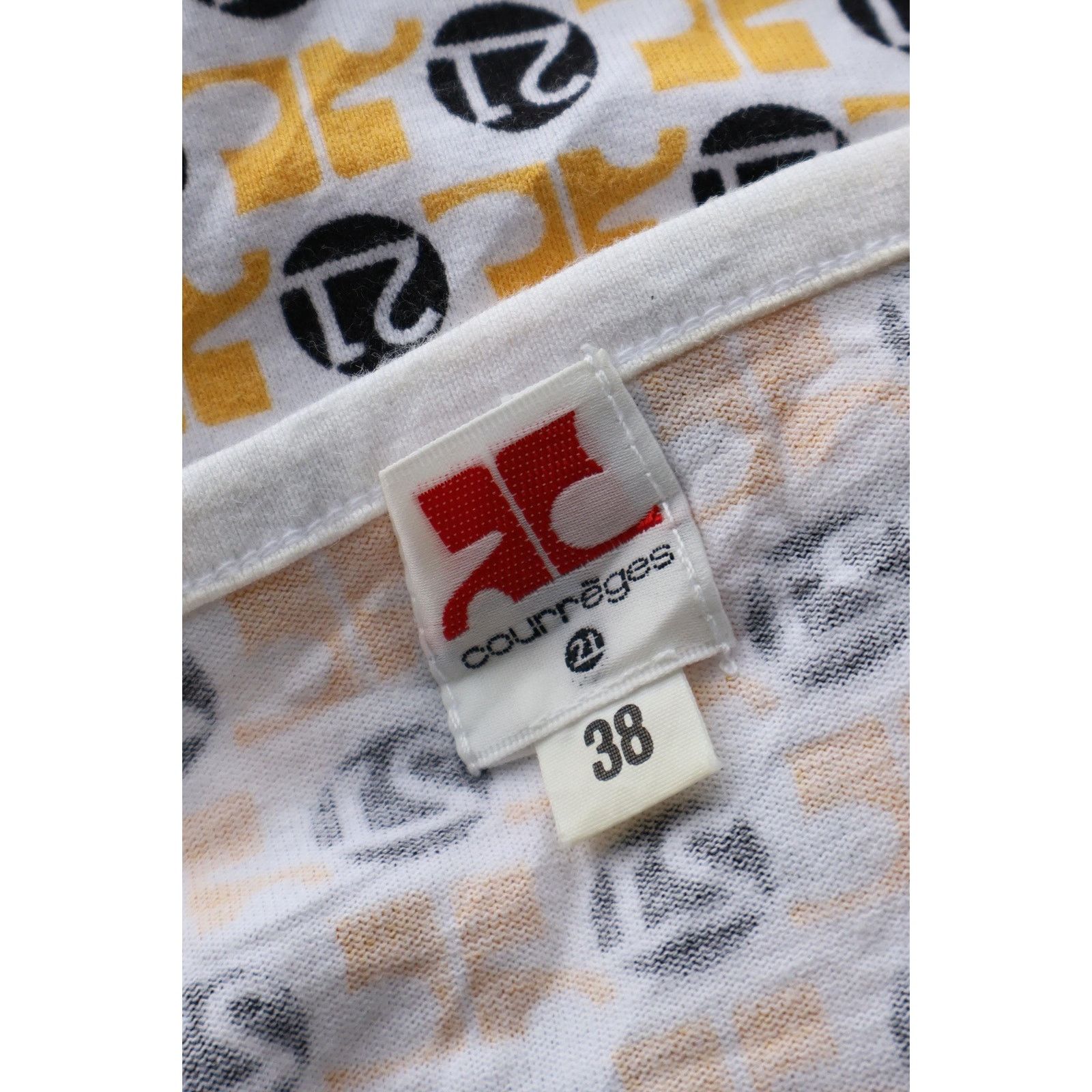 Courreges Vintage Courrèges Yellow + Navy 21 Logo Cotton Tank Size XS / US 0-2 / IT 36-38 - 6 Thumbnail