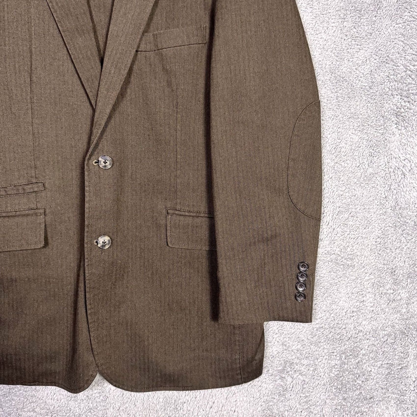 Joseph Abboud Joseph Abboud Sport Coat Men L Unstructured Blazer Elbow Patch Herringbone) Size 42R - 2 Thumbnail