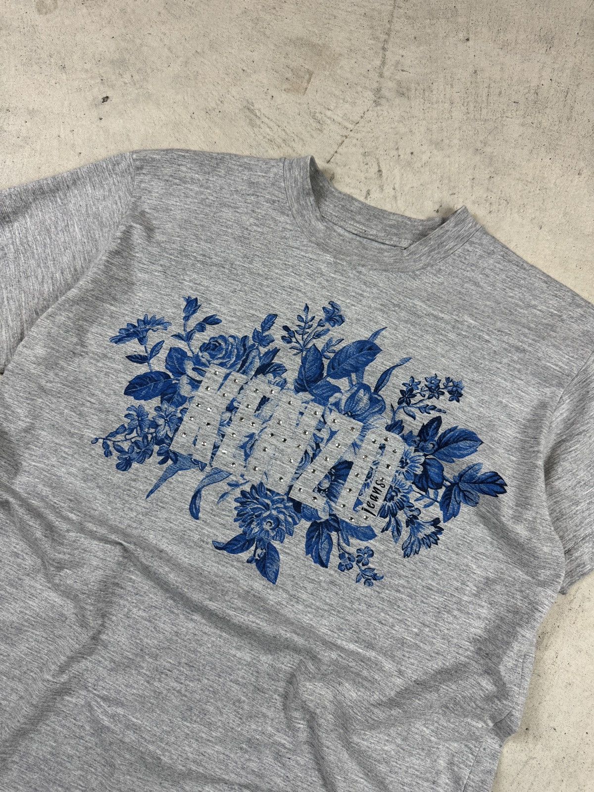 Designer × Kenzo Kenzo Rhinestone Blue Flower Tee Size L / US 10 / IT 46 - 2 Thumbnail