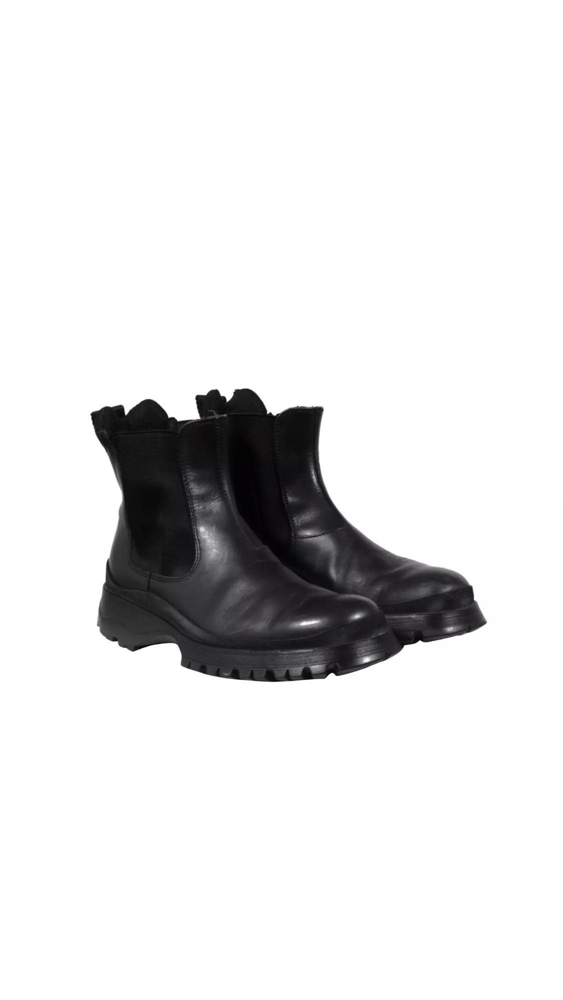 00s PRADA SPORT BLACK LEATHER MID BOOTS