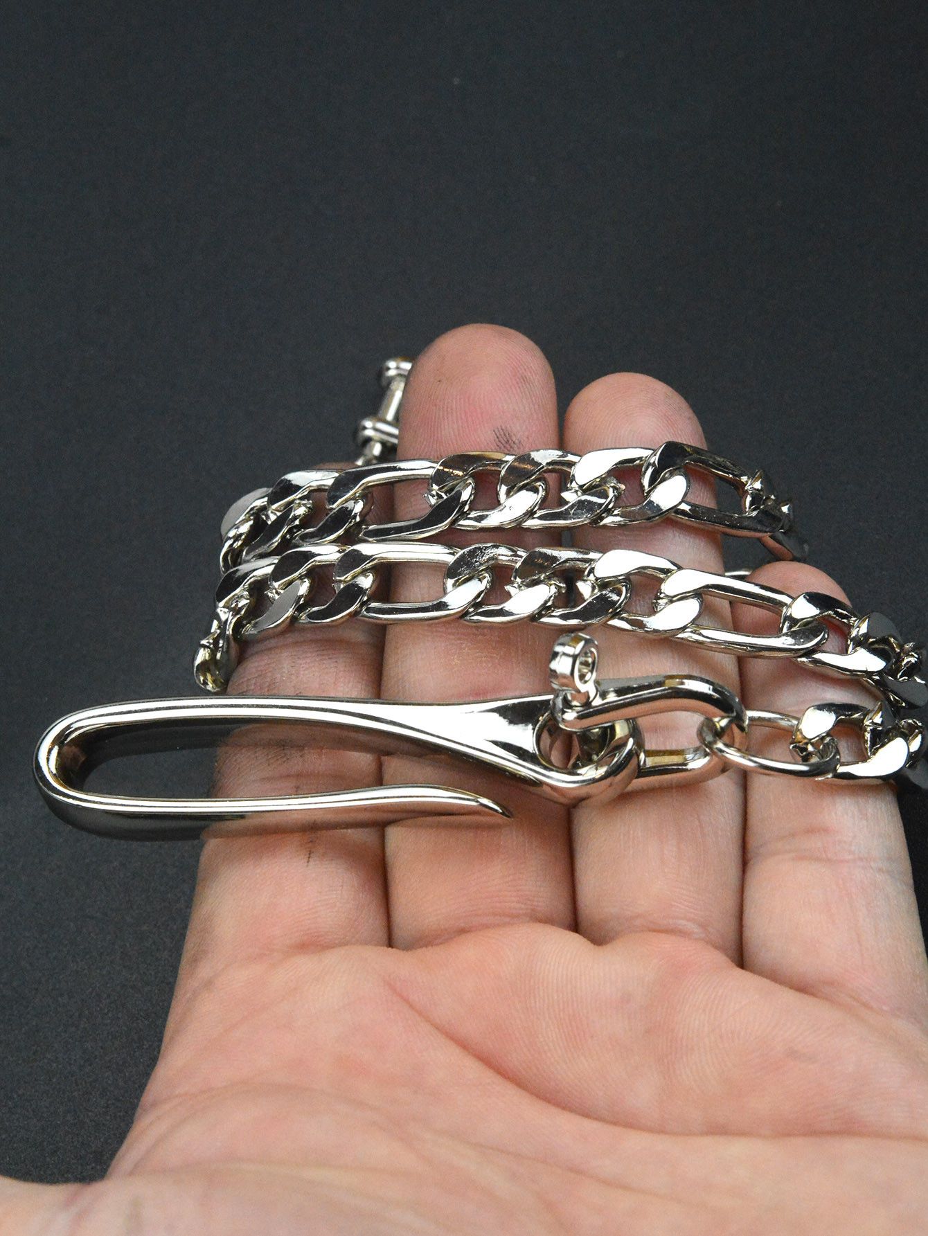 Japanese Brand Long Silver Flat Pants Chain Biker Style Size ONE SIZE - 6 Thumbnail