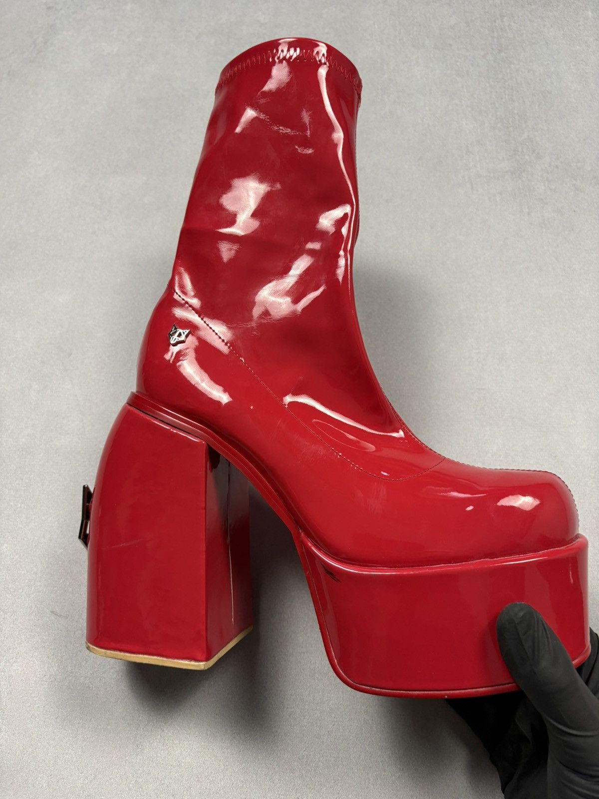 NAKED WOLFE Naked Wolfe Style Red Patent Platform Boots Chunky Heel Y2K Size US 7 / IT 37 - 5 Thumbnail