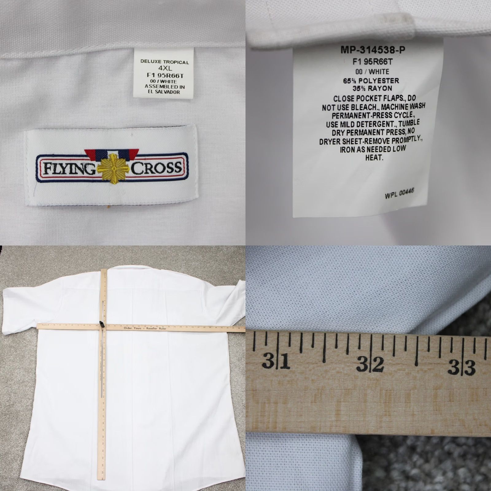 Vintage Flying Cross Deluxe Tropical Shirt NWT Mens 4XL XXXXL White S/S Uniform Button Shirt Mens 4XL XXXXL White Flying Cross Shirts Mens Short Sleeve Button Size US XXL / EU 58 / 5 - 8 Thumbnail