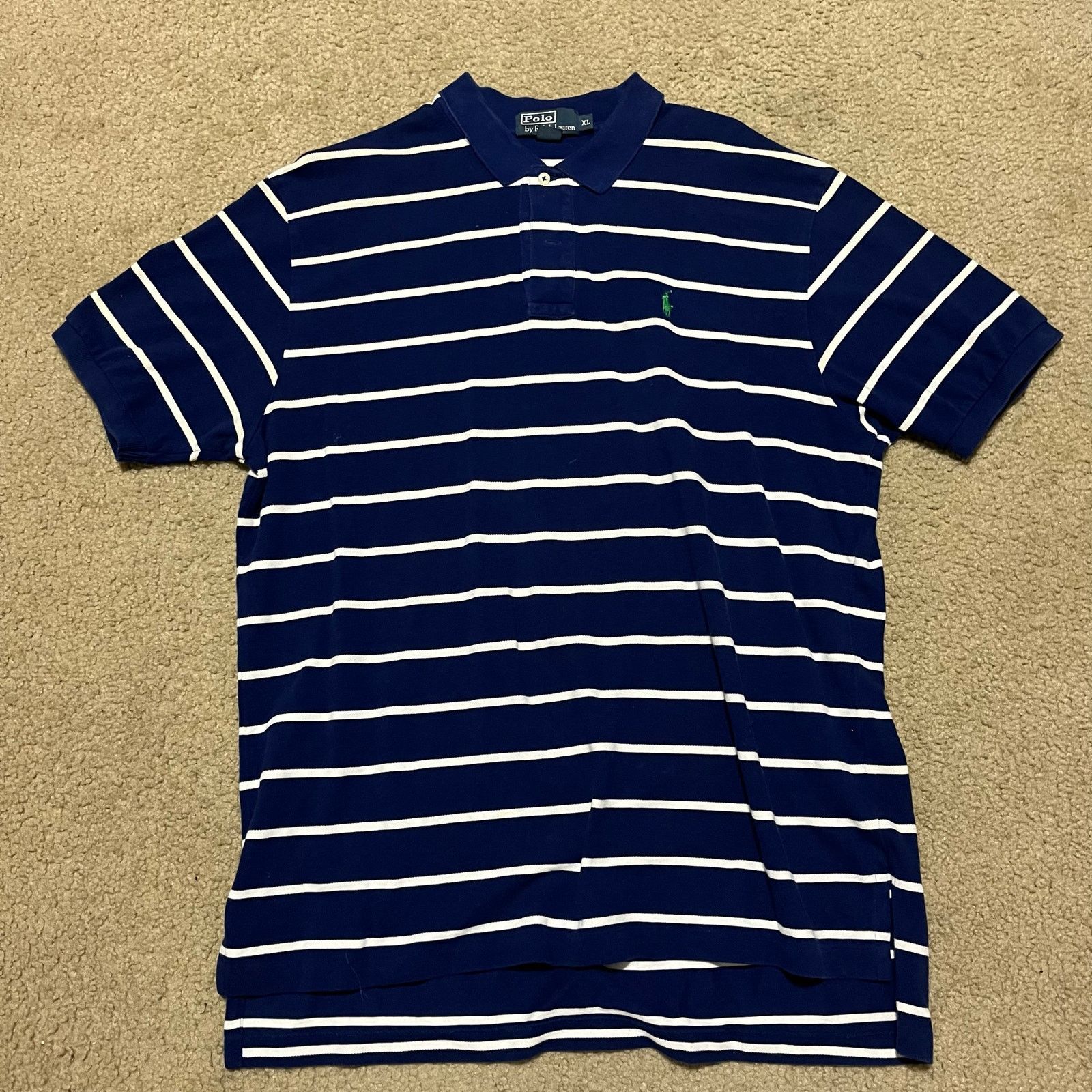 Polo Ralph Lauren Polo Ralph Lauren Blue/White Striped Polo Shirt XL Size US XL / EU 56 / 4 - 1 Thumbnail