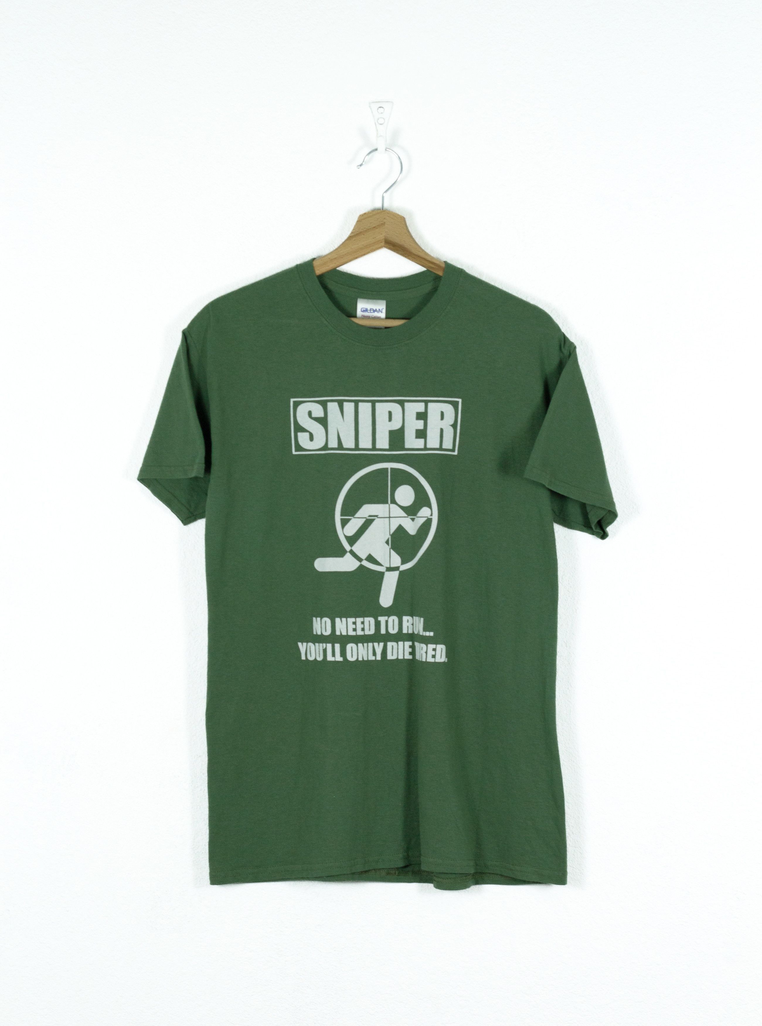 Vintage Sniper No Need to Run You'll Only Die Tried T-shirt Tee Size US M / EU 48-50 / 2 - 1 Thumbnail