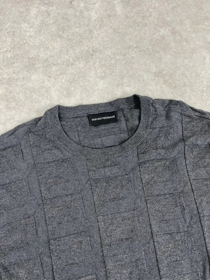 Emporio Armani Emporio Armani Grey Square Wool Sweater Size US M / EU 48-50 / 2 - 5 Thumbnail