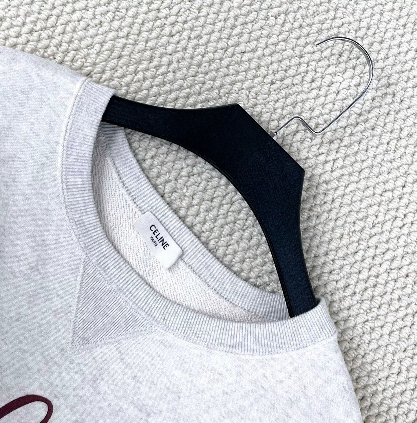 Celine Celine Light Gray Script Logo Cropped Sweatshirt Size US S / EU 44-46 / 1 - 2 Thumbnail