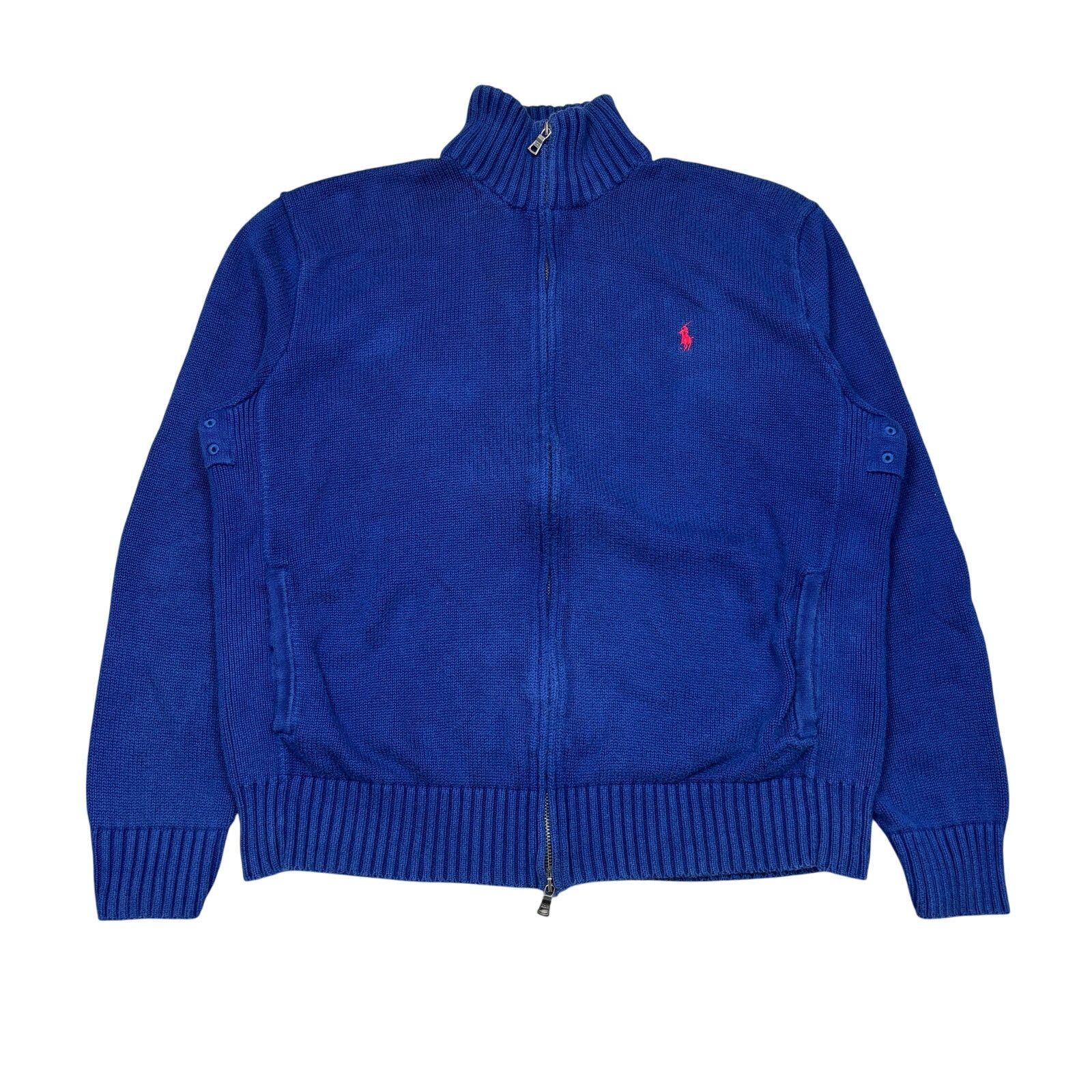 Polo Ralph Lauren × Vintage Vintage Polo Ralph Lauren Cotton Knit Full Zip Sweater XL Size US XL / EU 56 / 4 - 1 Thumbnail