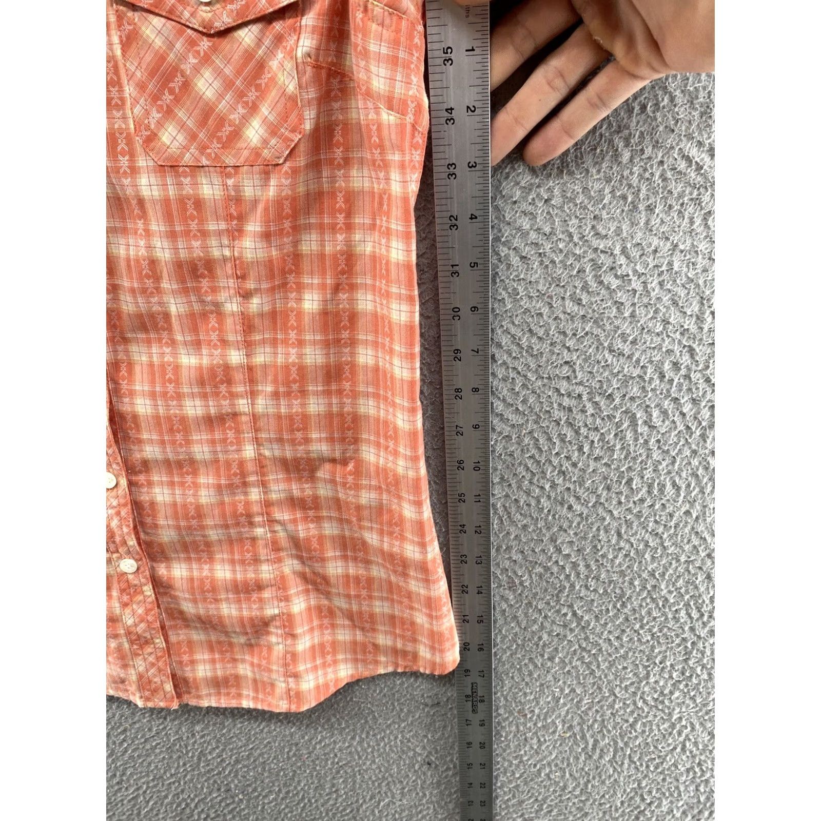Vintage Bit & Bridle Orange Plaid Button Front Elastic Back Top Blouse Size S Short Sleeve Casual Shirt Women Size S / US 4 / IT 40 - 5 Thumbnail