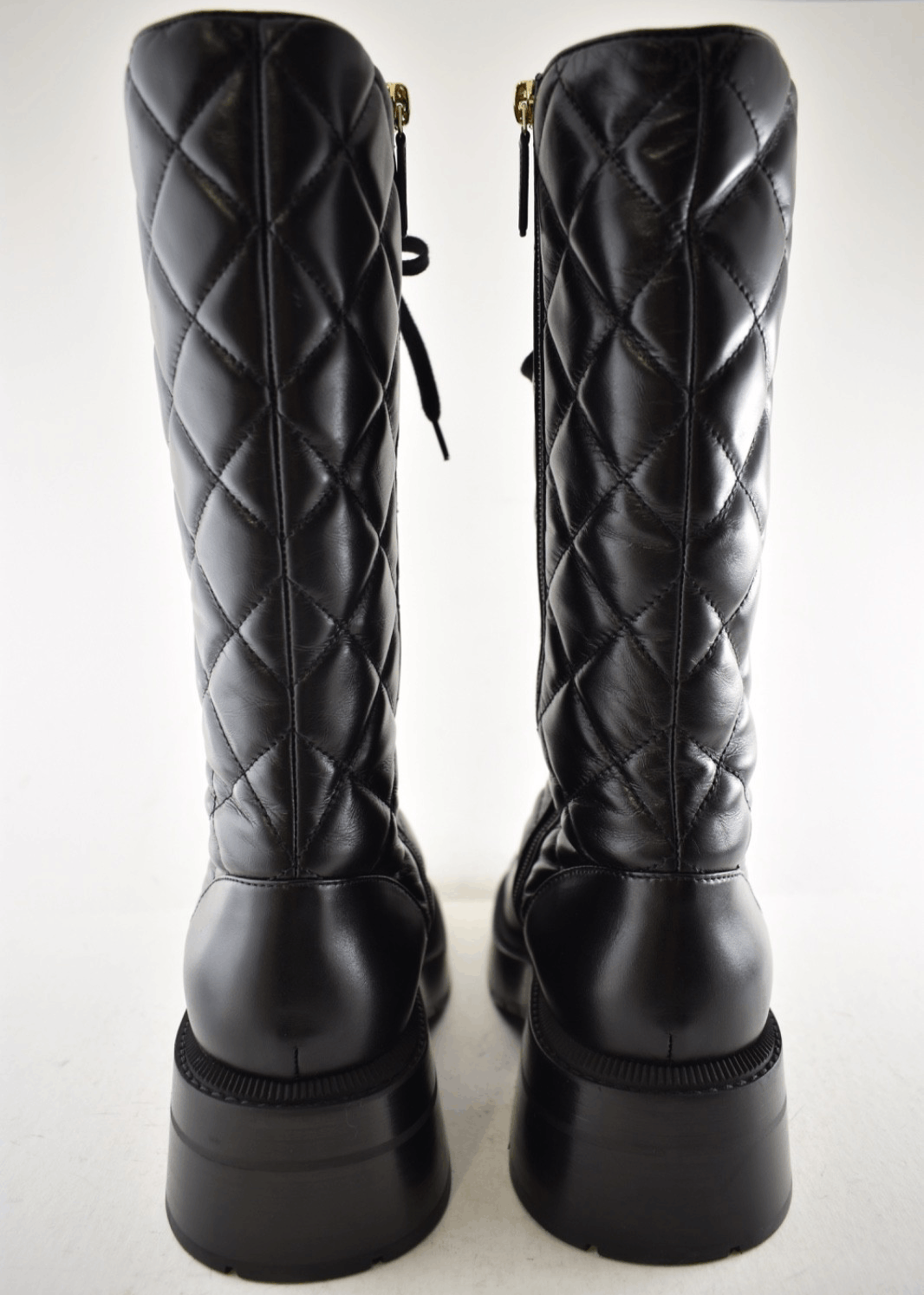Chanel 24K Quilted Leather CC Combat Lace Military Tall Boot 38.5 Size US 8.5 / IT 38.5 - 14 Thumbnail