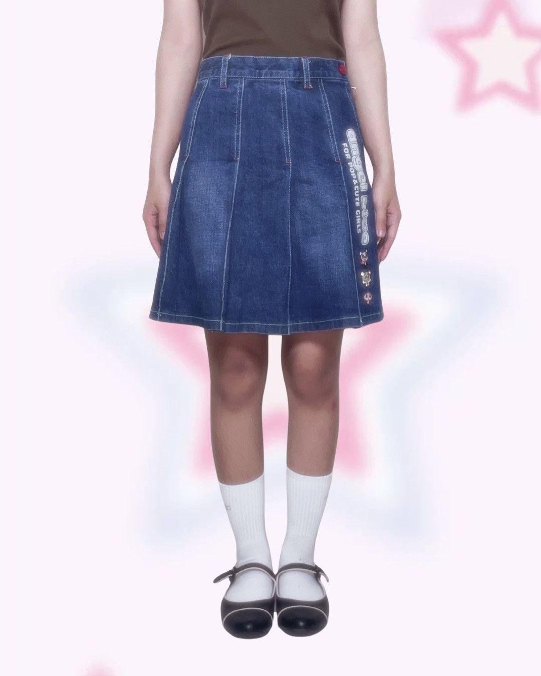 Angel Blue Angel Blue Denim Skirt - Nakamura-kun Heart Graphic Y2K Size 26" / US 2 / IT 38 - 1 Thumbnail
