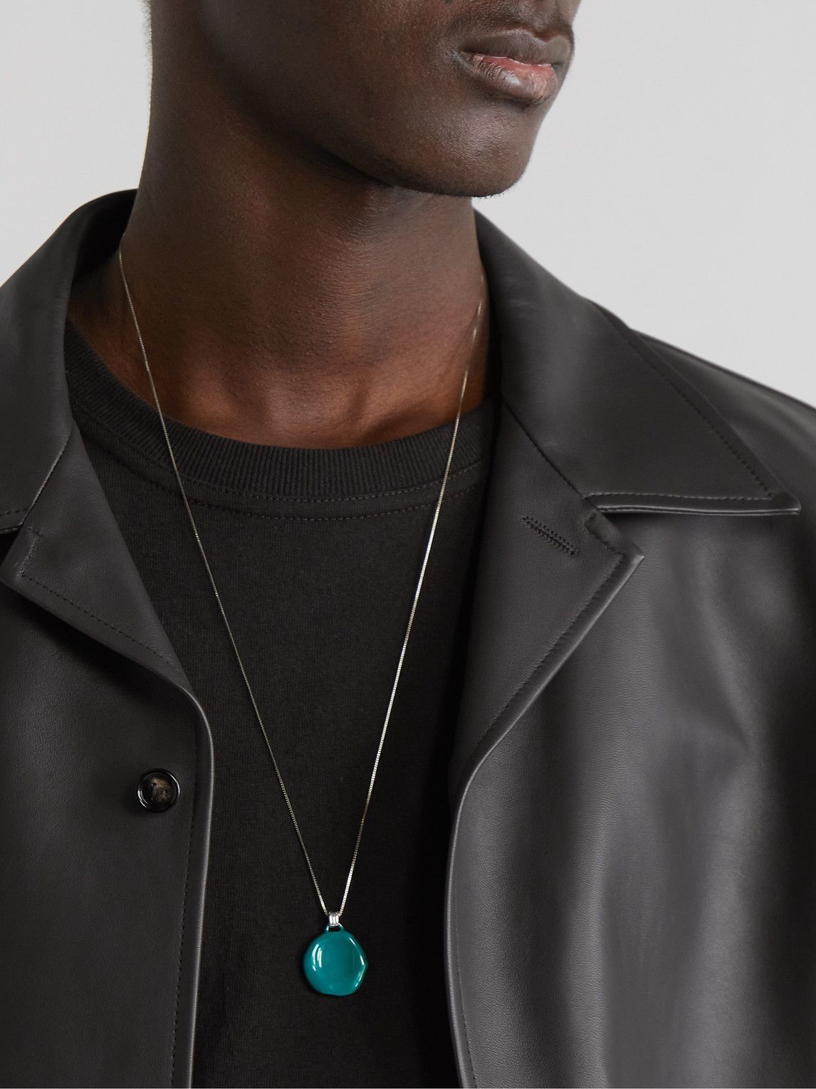 Bottega Veneta BOTTEGA VENETA Seal blue silver enamel chain necklace q Size ONE SIZE - 2 Thumbnail