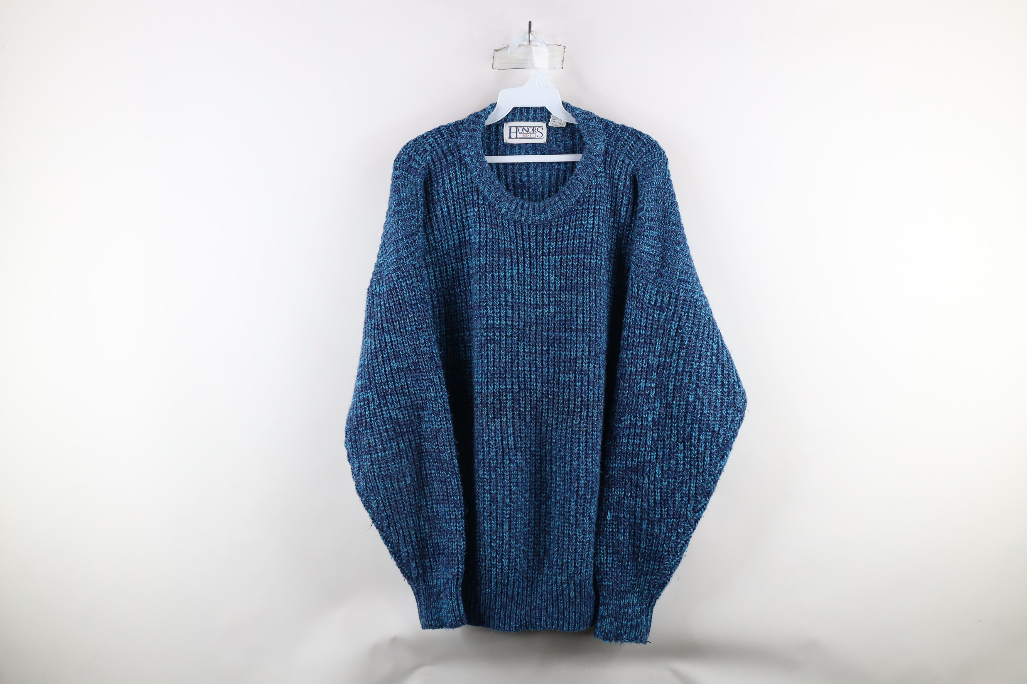 Vintage Vintage 90s Streetwear Ribbed Knit Crewneck Sweater Blue Size US XL / EU 56 / 4 - 1 Thumbnail