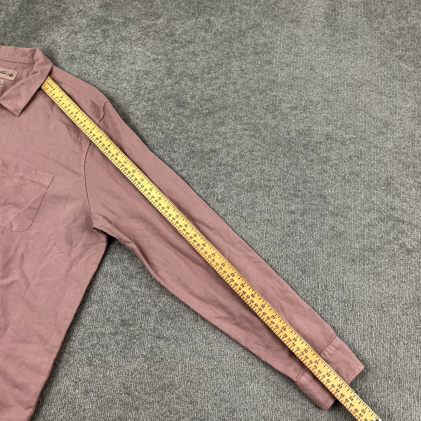 Abercrombie & Fitch ABERCROMBIE & FITCH Shirt Mens Extra Large Dark Pink Linen Button Up Long Sleeve Size US XL / EU 56 / 4 - 5 Thumbnail