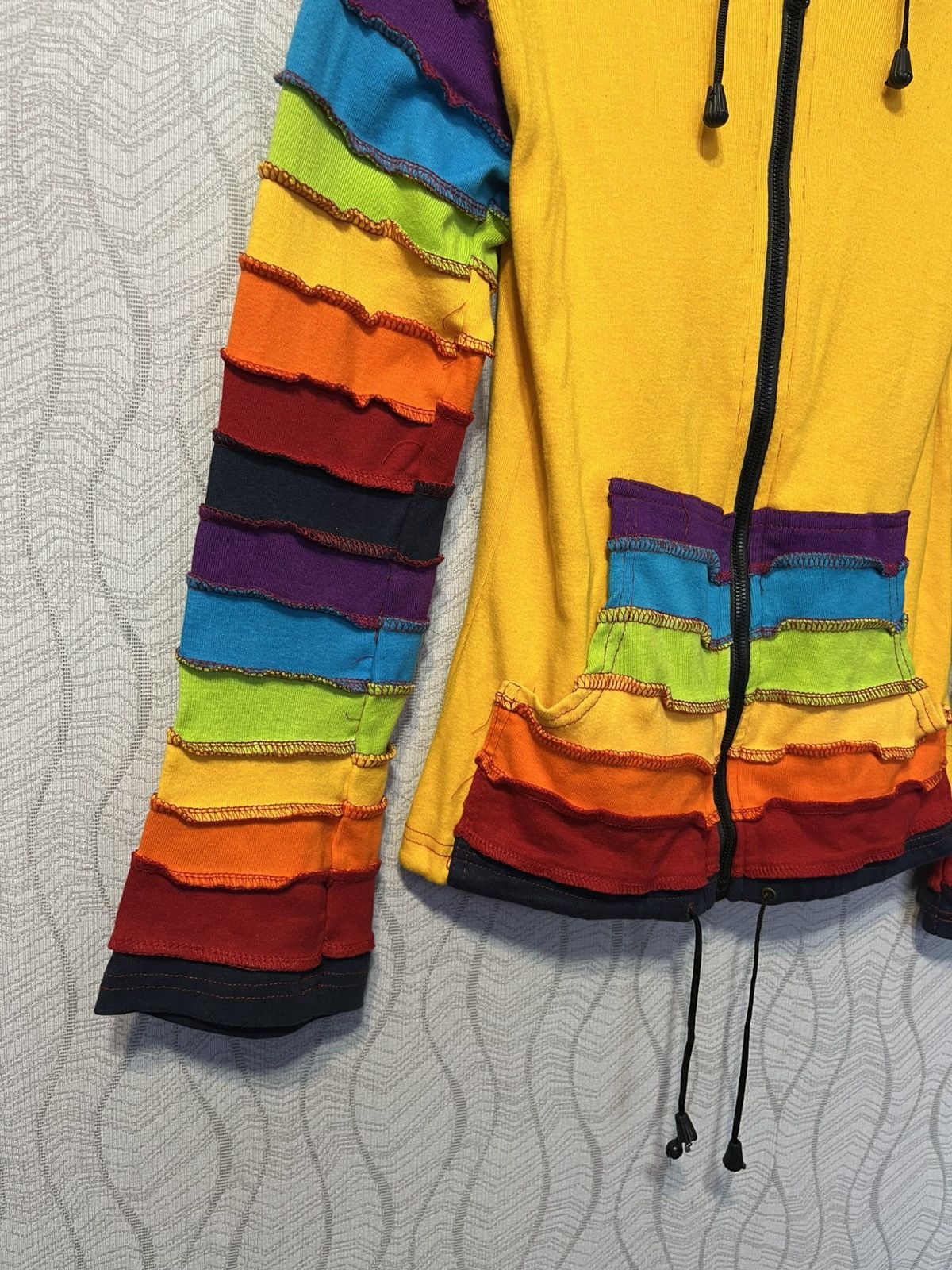 Handmade Vintage Little Kathmandu Rainbow Zip Hoodie Y2K Colourful Size S / US 4 / IT 40 - 3 Thumbnail
