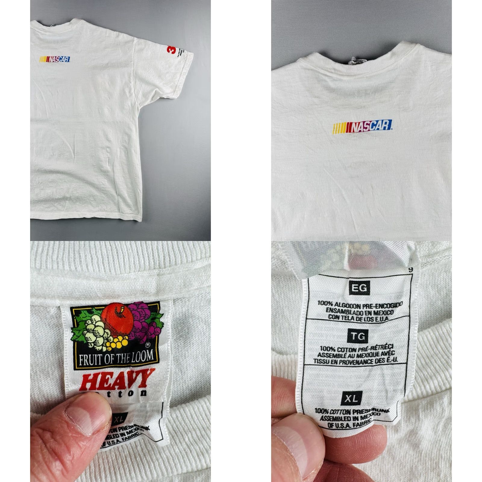 Fruit Of The Loom VINTAGE NASCAR Racing T Shirt XL White 90s Logo Tee Motorsports USA Size US XL / EU 56 / 4 - 8 Thumbnail