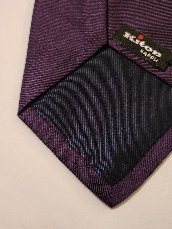 Kiton Kiton men's new purple 100%silk tie 3 1/2" X 59" Size ONE SIZE - 2 Thumbnail
