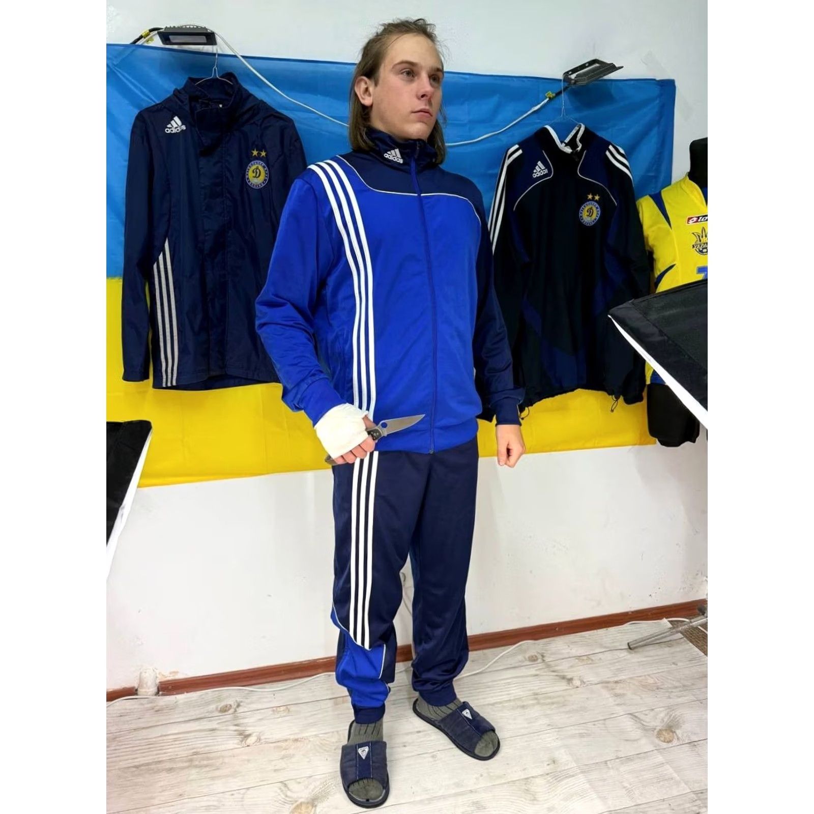 Adidas VINTAGE Adidas Tracksuit 2 Piece Men Size L Blue 00s Y2K Jacket Pants Size 42R - 2 Thumbnail