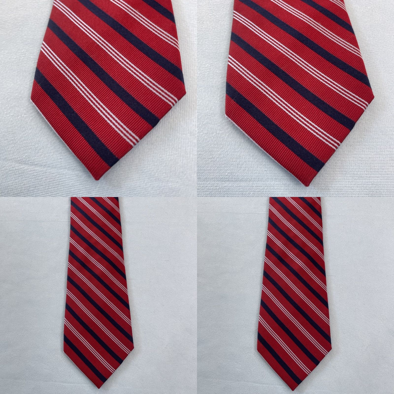 Vintage Eagle Silk Neck Tie Repp Striped Red White Blue 3.5x61" Classic Woven Tie Designer Men’s Size ONE SIZE - 9 Thumbnail