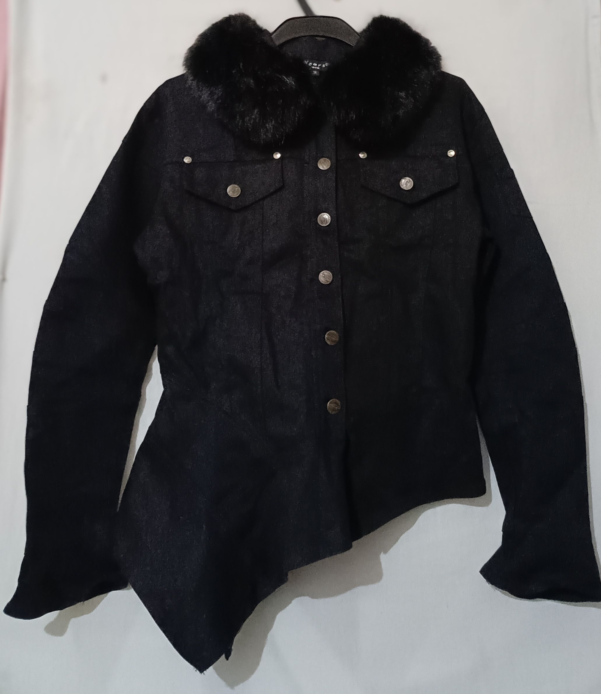 Tornado Mart 🇯🇵00's Asymmetric Lace infusion Fur Jackets Size M / US 6-8 / IT 42-44 - 1 Thumbnail