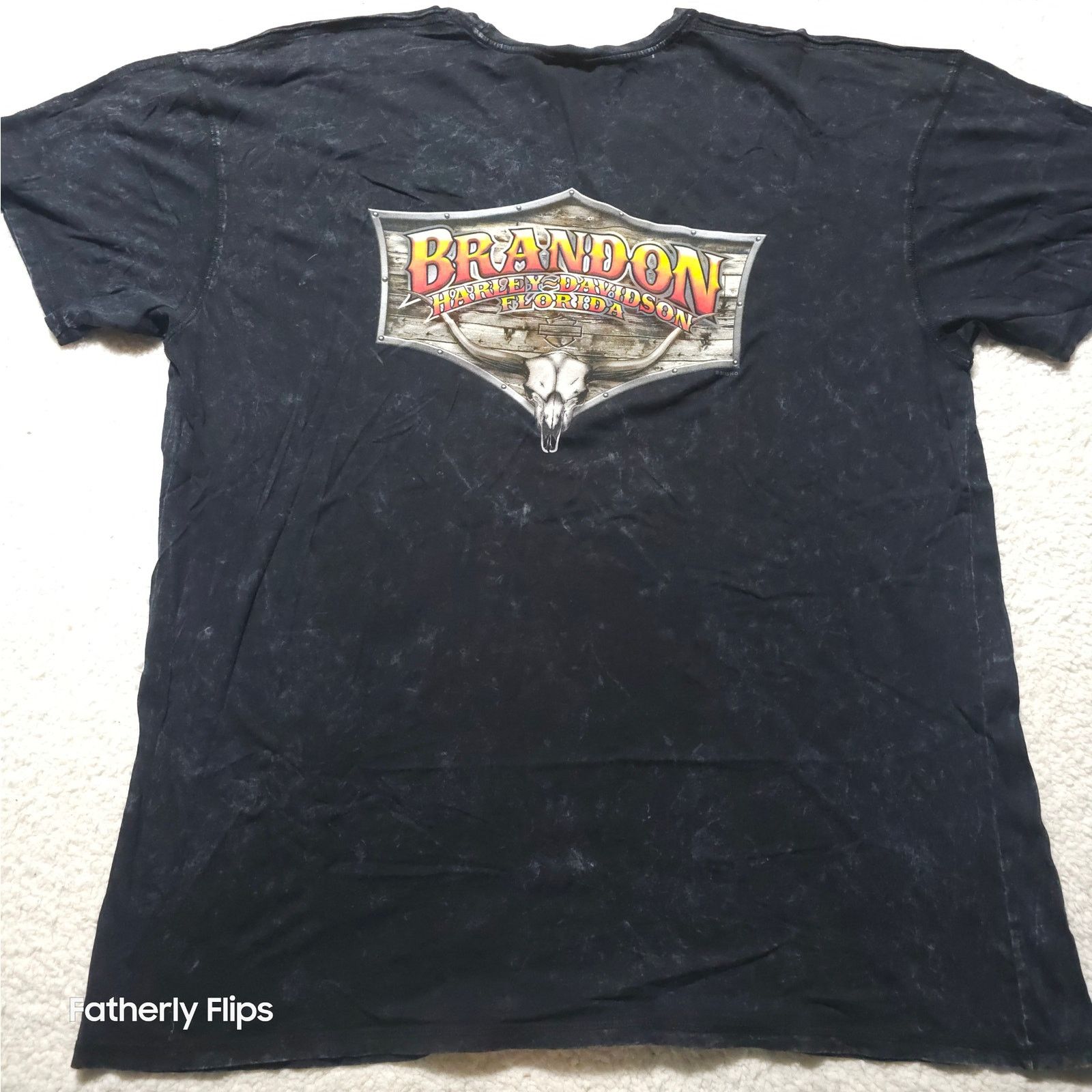 Harley Davidson Harley Davidson Brandon FL Skull Shirt 3XL Black Acid Wash Size US XXL / EU 58 / 5 - 9 Thumbnail