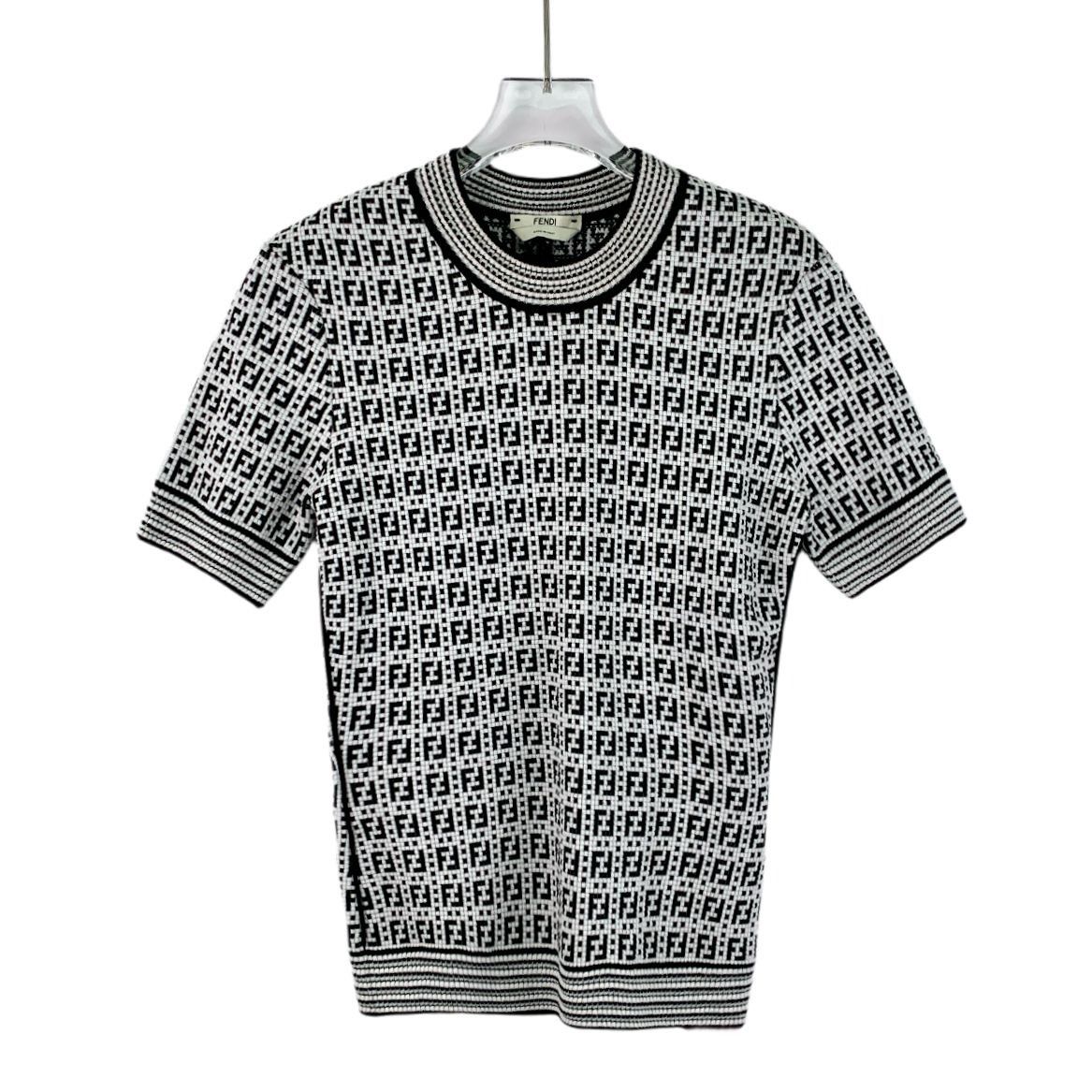 Fendi Fendi Womens Black & White Monogram Knit Short-Sleeve Sweate Size S / US 4 / IT 40 - 1 Thumbnail