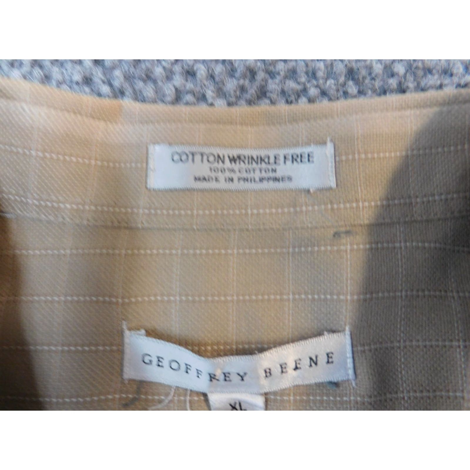 Geoffrey Beene Geoffrey Beene Mens Button-Down Shirt XL Plaid Beige Casual Regular Size US XL / EU 56 / 4 - 5 Thumbnail