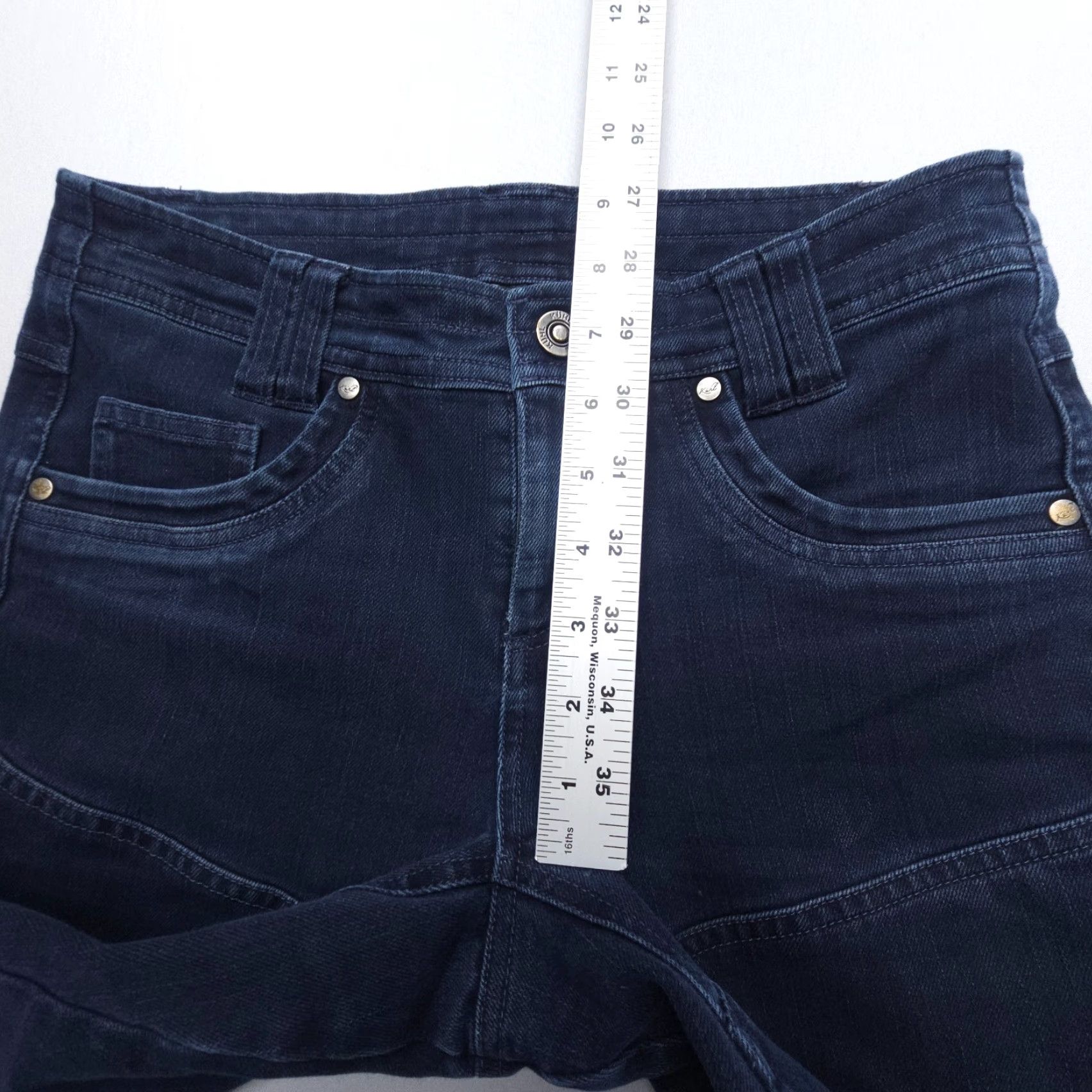 Denime Kuhl Indigo Dye Denim Jeans Danzr Performance Womens 28 x 30 Low Rise Dark Wash Skinny Stretch Denim Jeans Women's Blue 90s Theme Men/Boys/Girls? Size 28" / US 6 / IT 42 - 6 Thumbnail