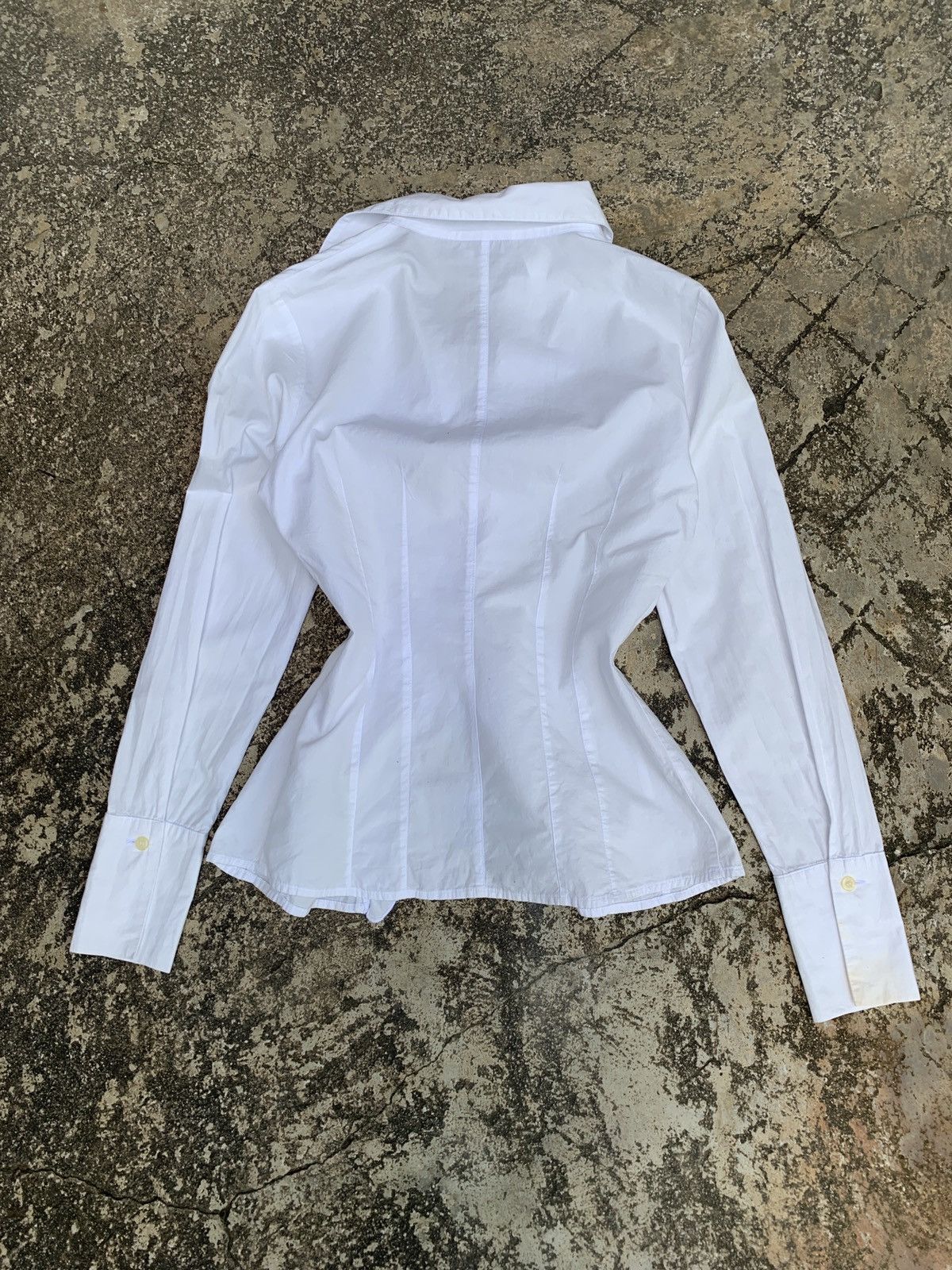 MAX&Co. Max&CO Italy Lace up White Ruffle Fitted Shirt Size L / US 10 / IT 46 - 3 Thumbnail