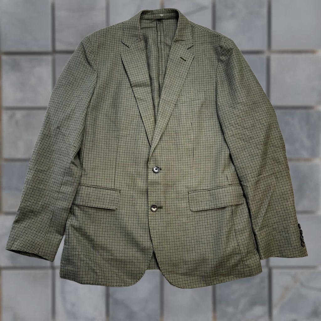 J.Crew J.CREW Blazer Jacket Mens 38R Ludlow Moon Wool Cotton Houndstooth Unstructured Size 38R - 1 Thumbnail