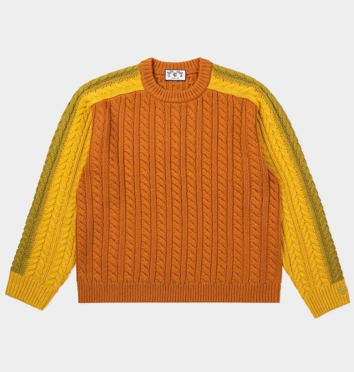 Eric Emanuel Eric Emanuel EE cable knit brown & yellow sweater large Size US L / EU 52-54 / 3 - 1 Thumbnail