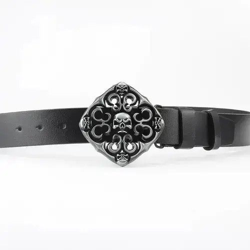 Leather × Vintage Pattern Petal Skull Belt Size ONE SIZE - 2 Thumbnail