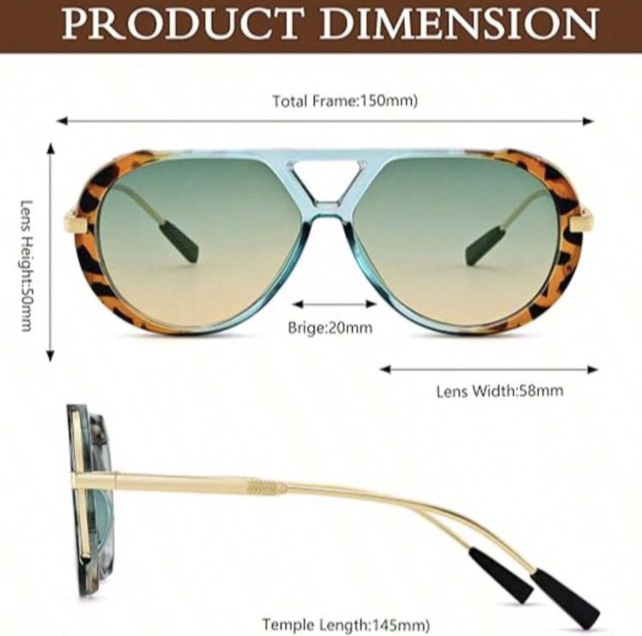 Other Oversized Tortoise Sunglasses Women Double Beam Metal Frame Size ONE SIZE - 4 Thumbnail