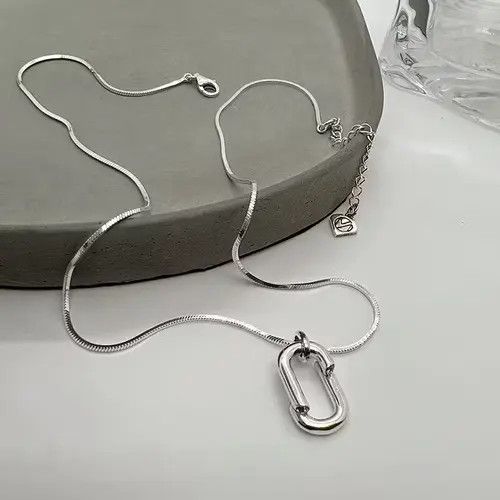 Japanese Brand Oval Pendant Snake Bone Chain Necklace Size ONE SIZE - 2 Thumbnail