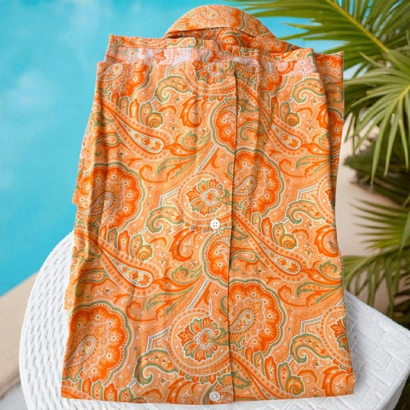 Maus & Hoffman Vintage Maus & Hoffman Orange Cabana Palm Beach Shirt XL Size US XL / EU 56 / 4 - 10 Thumbnail