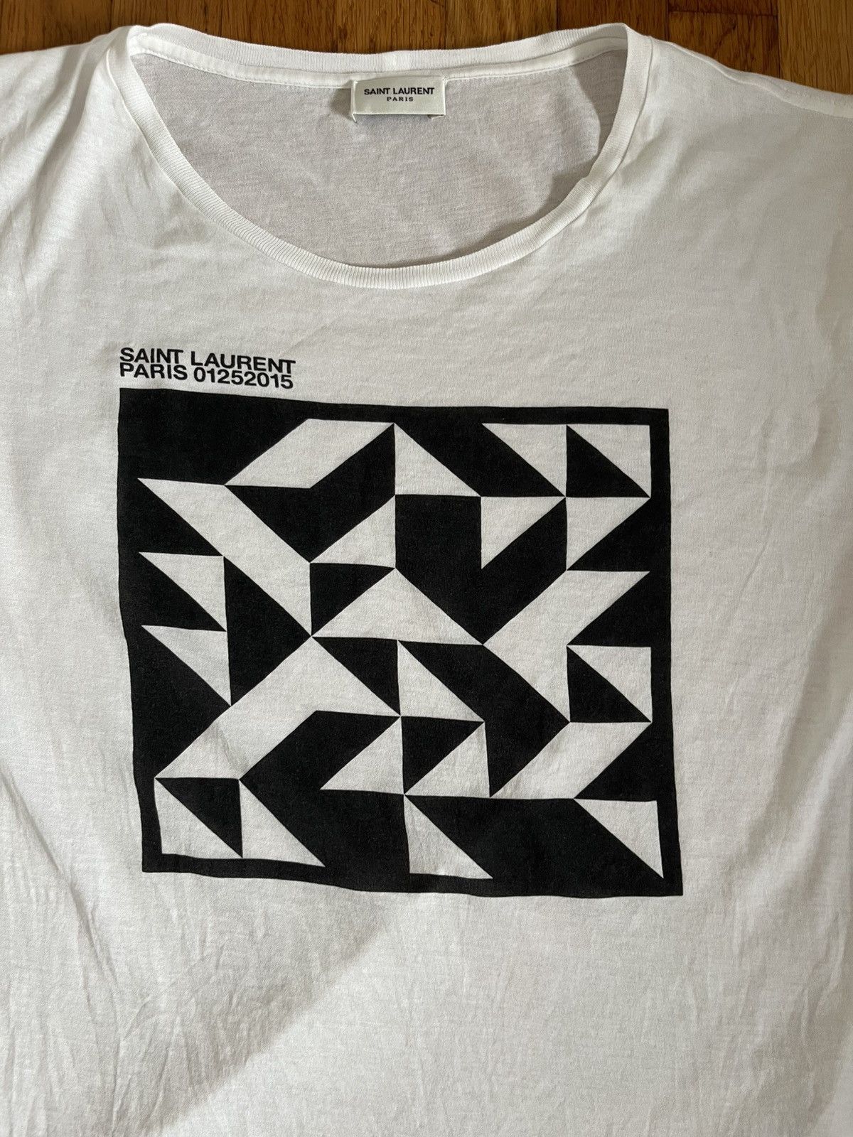 Saint Laurent Paris Saint Laurent Paris 2015 White Geometric t shirt Size US S / EU 44-46 / 1 - 2 Thumbnail