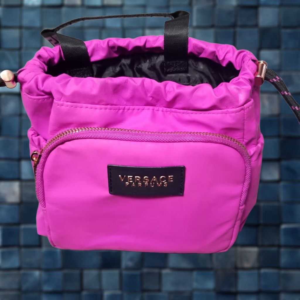 Versace Versace Parfums Fuchsia Purple Nylon Mini Tote Handbag Drawstring Cosmetic Pouch Women Tote Small Purple Size ONE SIZE - 1 Thumbnail